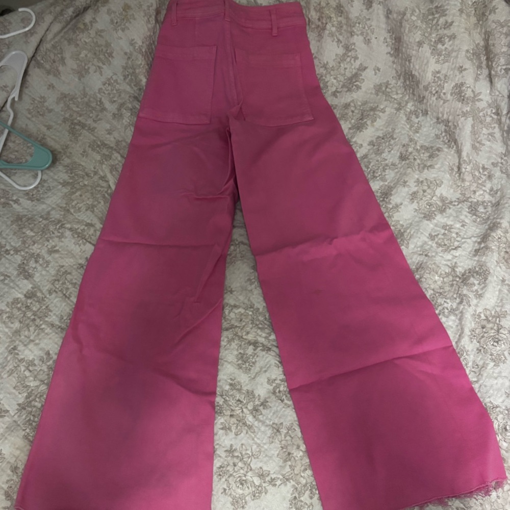 Zara Hot Pink High-Rise Wide-Leg Jeans - Picture 3 of 5